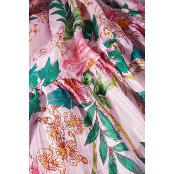 BOSTON PROPER Pink Maxi Dress Off The Shoulder Sparkly English Rose S - Picture 2 of 13